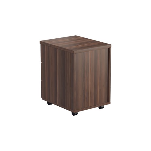Offering a convenient and flexible place to store documents, papers and stationery, this walnut-finish mobile pedestal fits under your desk, or can be used independently to suit your needs. The pedestal features 3 box drawers and measures W404xD500xH595mm.