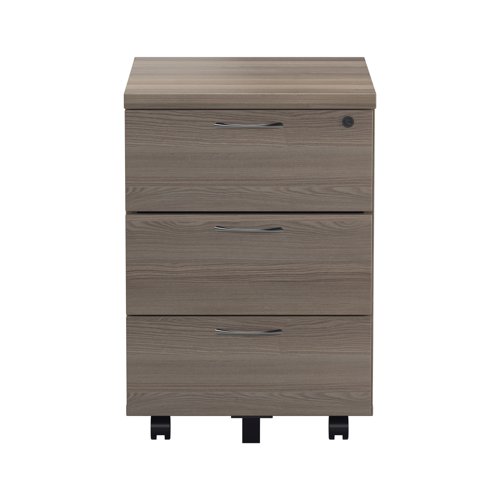 Jemini 3 Drawer Mobile Pedestal 400x500x595mm Grey Oak KF78945 - VOW - KF78945 - McArdle Computer and Office Supplies