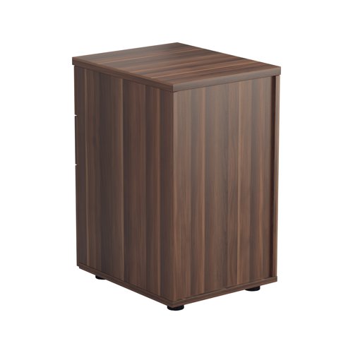 Offering a convenient and flexible place to store your documents, papers and stationery, this walnut-finish pedestal fits under your desk for easy access. The pedestal features 3 box drawers and measures W404xD500xH690mm. This pedestal is designed to complement both Jemini and Arista standard desking.