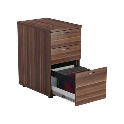 Jemini 3 Drawer Desk High Pedestal 404x600x730mm Walnut KF78948 - KF78948