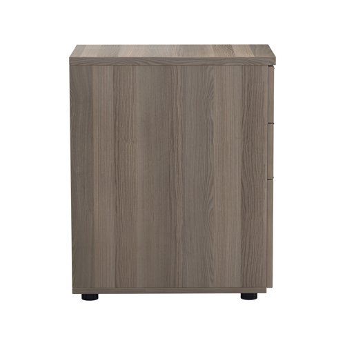 Jemini 3 Drawer Desk High Pedestal 404x600x730mm Grey Oak KF78949 - KF78949