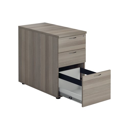 Jemini 3 Drawer Desk High Pedestal 404x800x730mm Grey Oak KF78951 - KF78951