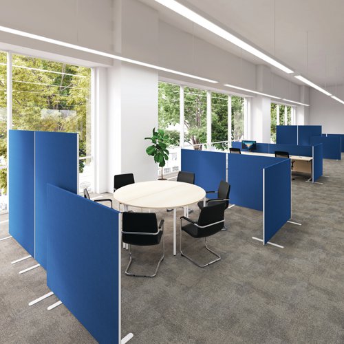 Provide privacy and reduce noise levels between desks with this Jemini Floor Standing Screen. In a simple black, the screen is upholstered with Elfin flame retardant fabric with a protective uPVA edge trim. This screen measures W1200 x D28 x H1600mm and comes with a pair of standard feet.