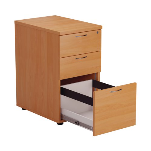 Jemini 3 Drawer Desk High Pedestal 404x600x730mm Beech KF79738 VOW