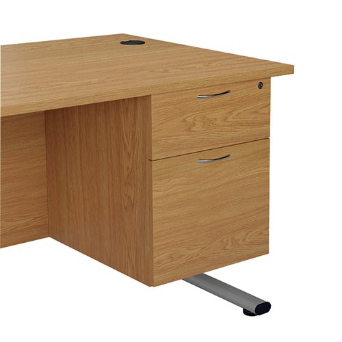 Finished in Beech, the Jemini fixed pedestal features 2 drawers including 1 box drawer and 1 foolscap size filing drawer. The box drawer will take A4 files. Measuring W400 x D500 x H495mm with a 25mm desktop, this Jemini fixed pedestal is designed for use with single upright desks, making an ideal storage solution.