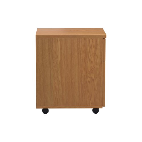 Finished in Nova Oak, this Jemini mobile pedestal features 2 drawers consisting of 1 box drawer and 1 foolscap size filing drawer. Designed for use under desks or for use independently, the pedestal measures W404 x D500 x H595mm with a desktop depth of 25mm.