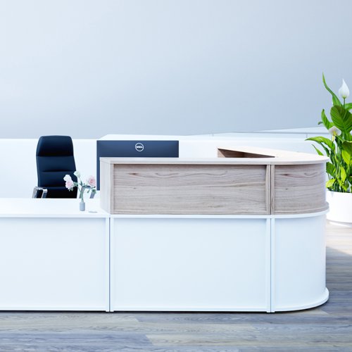 KF79882 | This Jemini Reception Modular Corner Desk Unit can be used in conjunction with other modules to create a reception unit that suits you. This Corner Desk Unit features a built-in modesty board, 25mm thick desktop and with levelling feet. Designed to complement the entire Jemini furniture range.