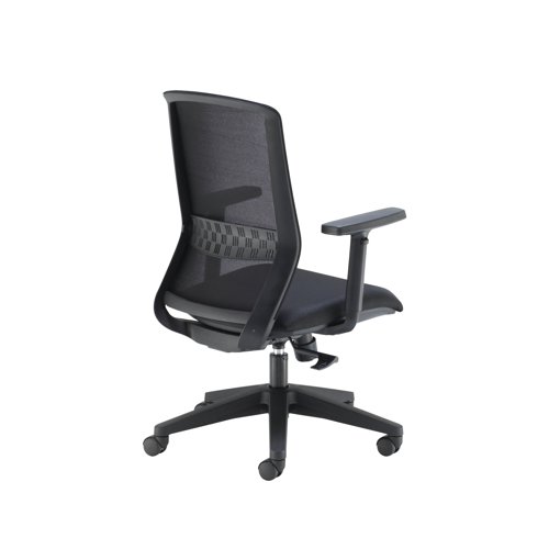 Ideal as an everyday task chair for the whole office, the Arista Tekna offers a comfortable and professional executive design. It has a high mesh back which is both breathable and comfortable with adjustable lumbar support. It has adjustable arms with soft, leather look pads and an integrated synchronised sliding seat mechanism for any position.