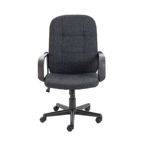 Jemini Jack 2 Executive Swivel Chair with Fixed Arms 620x600x1020-1135mm Fabric Charcoal KF79889 - KF79889