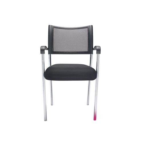 KF79891 | Ideal for conference seating, the Jemini Jupiter has a curved mesh back for comfort with a fabric seat. It has a fully welded chrome powder frame for increased strength and durability with plastic skid feet that keep the chair stable and avoid floor marking.