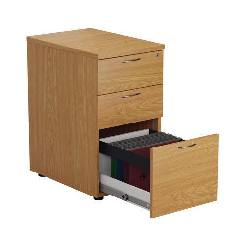 First 3 Drawer Desk High Pedestal 404x800x730mm Deep Nova Oak KF79931 - VOW - KF79931 - McArdle Computer and Office Supplies