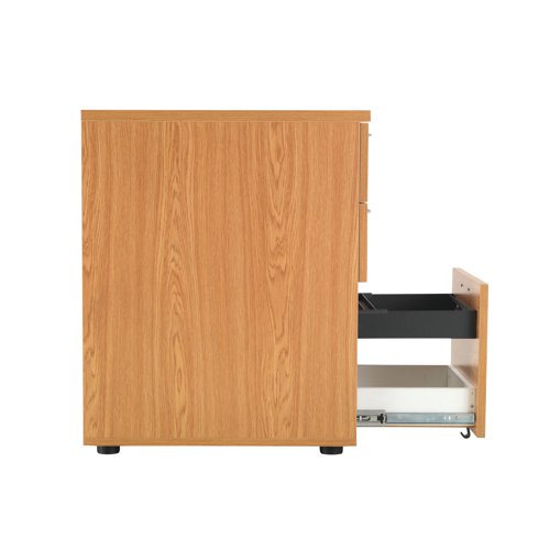 First 3 Drawer Desk High Pedestal 404x800x730mm Deep Nova Oak KF79931 - VOW - KF79931 - McArdle Computer and Office Supplies