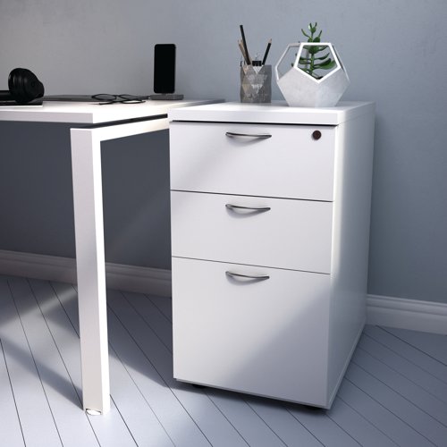 First 3 Drawer Desk High Pedestal 404x800x730mm Deep Nova Oak KF79931 VOW