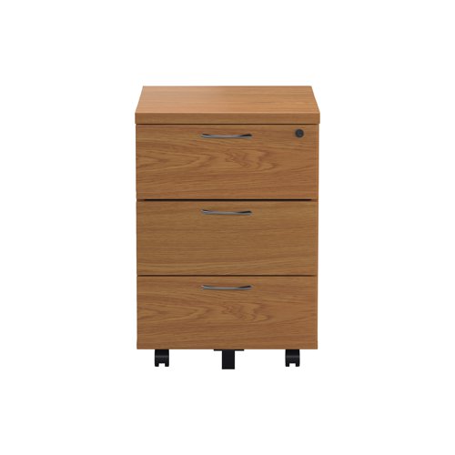 First 3 Drawer Mobile Pedestal 400x500x595mm Nova Oak KF79992 - VOW - KF79992 - McArdle Computer and Office Supplies