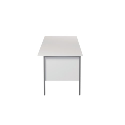 This 4 Leg desk from the Serrion range features an 18mm thick desktop with sturdy metal legs. The simple design is suitable for use at home or in the office. The desk has a White finish and comes with a modesty panel included as standard. This desk features an 18mm thick desktop with sturdy metal legs.