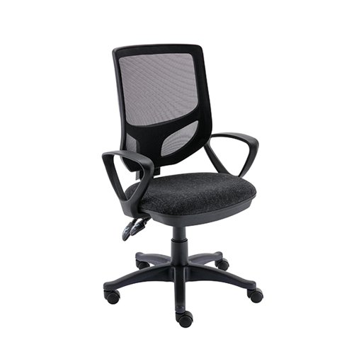 Astin Nesta Mesh Back Operator Chair Charcoal with Fixed Arms 590x900x1050mm Black KF800025