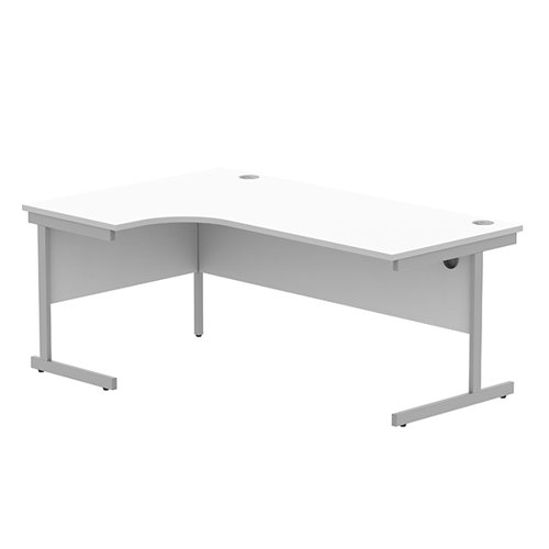 Astin Radial Left Hand Single Upright Desk 1800x1200x730mm White/Silver KF800029