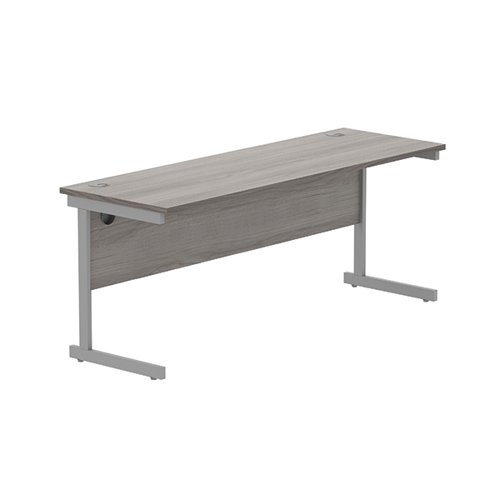 Astin Rectangular Single Upright Cantilever Desk 1800x600x730mm Grey Oak/Silver KF800035