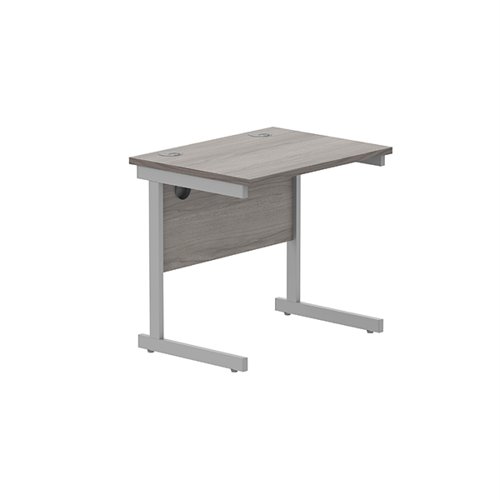 Astin Rectangular Single Upright Cantilever Desk 800x600x730mm Grey Oak/Silver KF800045