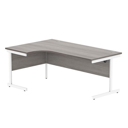 Astin Radial Left Hand Single Upright Desk is a durable and spacious rectangular office desk for use in any setting. This Radial Desk features a strong cantilever frame for support and stability. The desk includes 80mm cable ports fitted as standard.