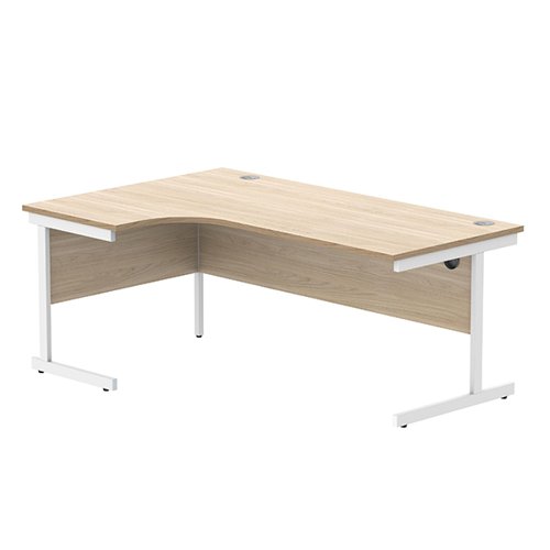 Astin Radial Left Hand Single Upright Desk 1800x1200x730mm Oak/White KF800054