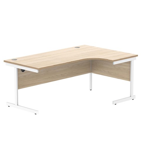 Astin Radial Right Hand Single Upright Desk 1800x1200x730mm Oak/White KF800058 - KF800058