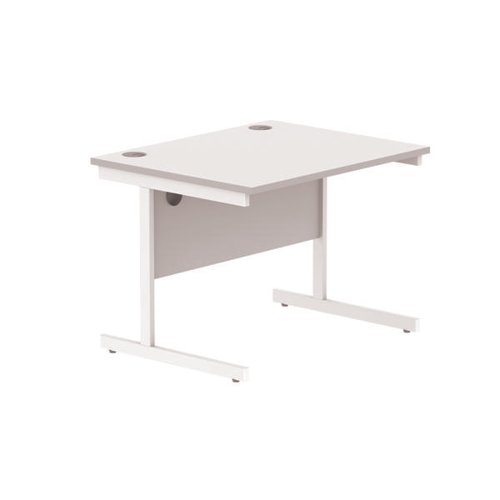Astin Rectangular Single Upright Cantilever Desk 800x800x730mm White/White KF800078 - KF800078