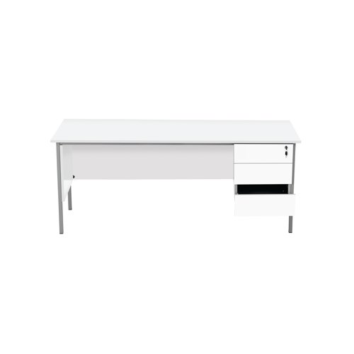 Serrion Rectangular 3 Drawer Pedestal 4 Leg Desk 1800x750x730mm White KF800087 VOW