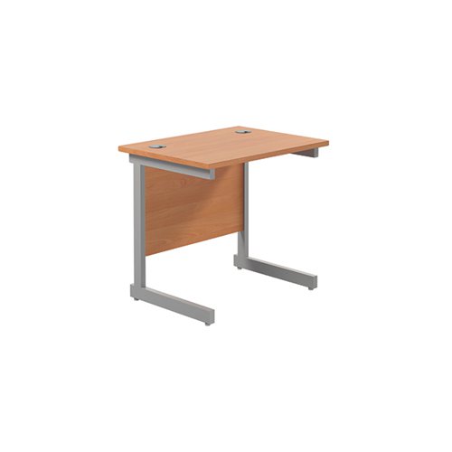 Jemini Single Rectangular Desk 800x600mm Beech/Silver KF800289