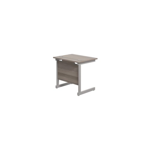 KF800295 Jemini Single Rectangular Desk 800x600x730mm Grey Oak/Silver KF800295