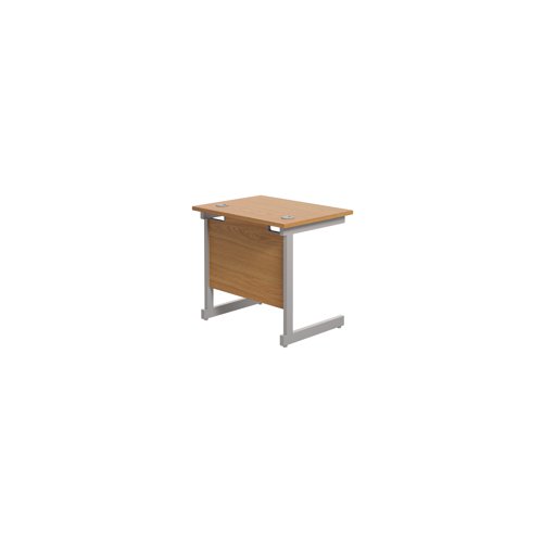 Jemini Single Rectangular Desk 800x600x730mm Nova Oak/Silver KF800300