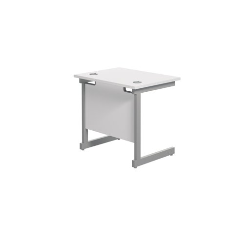 Jemini Single Rectangular Desk 800x600x730mm White/Silver KF800316