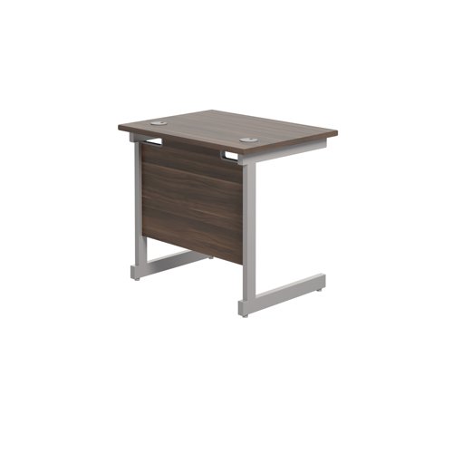 Jemini Single Rectangular Desk 800x600x730mm Dark Walnut/Silver KF800335 - KF800335