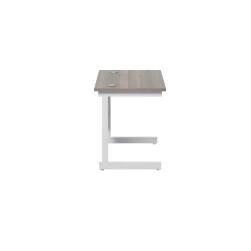 Jemini Single Rectangular Desk 800x600x730mm Grey Oak/White KF800357 - KF800357