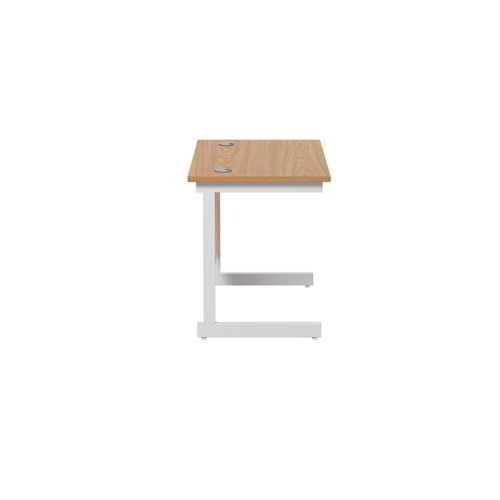 Jemini Single Rectangular Desk 800x600x730mm Nova Oak/White KF800363 - KF800363
