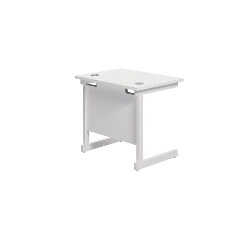 Jemini Single Rectangular Desk 800x600x730mm White/White KF800379