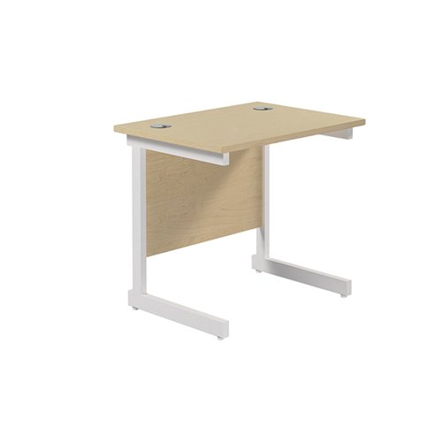 Jemini Single Rectangular Desk 800x600x730mm Maple/White KF800385