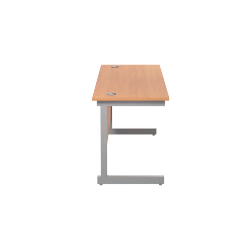 Jemini Single Rectangular Desk 1200x600x730mm Beech/Silver KF800406 - KF800406