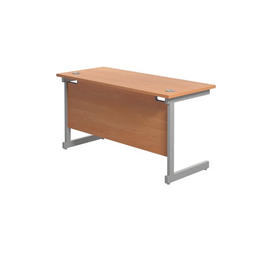 Jemini Single Rectangular Desk 1200x600x730mm Beech/Silver KF800406