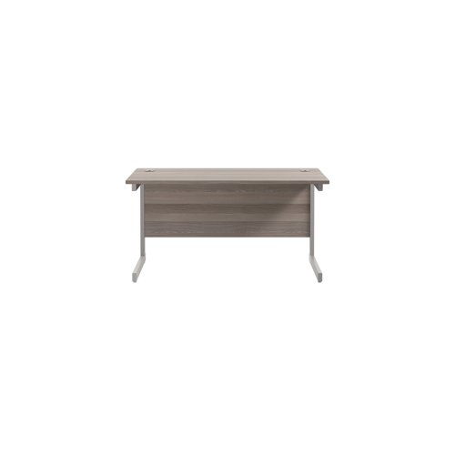 Jemini Single Rectangular Desk 1200x600x730mm Grey Oak/Silver KF800412 - KF800412