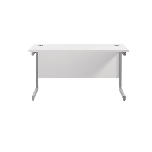 KF800431 Jemini Single Rectangular Desk 1200x600x730mm White/Silver KF800431