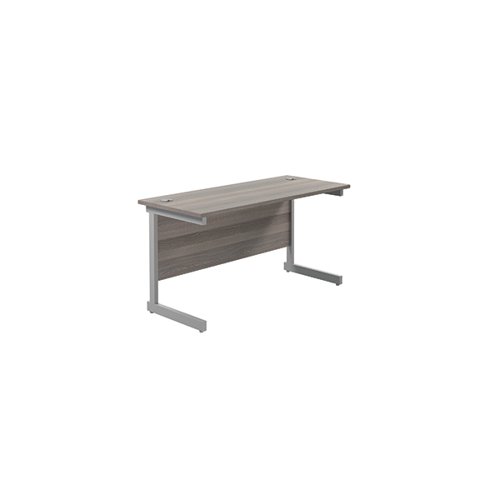 Jemini Single Rectangular Desk 1200x600x730mm Dark Walnut/Silver KF800453