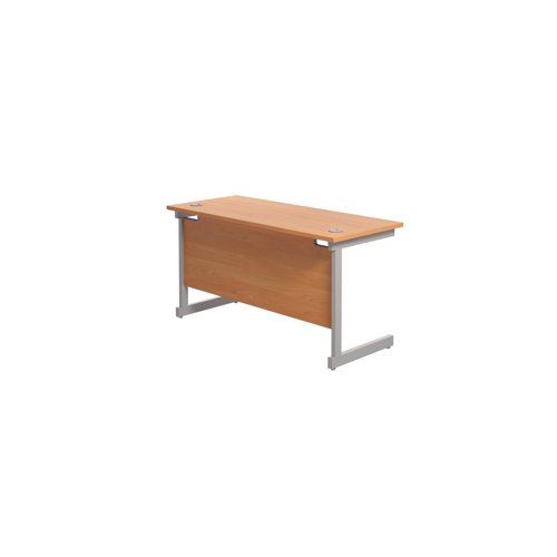 Jemini Single Rectangular Desk 1400x600x730mm Beech/Silver KF800524 - KF800524