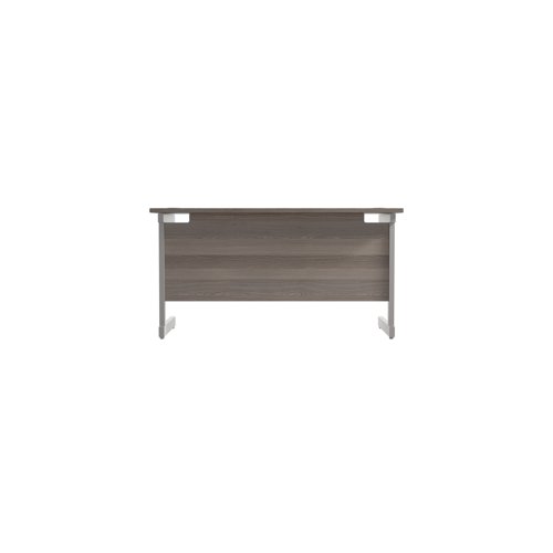 Jemini Single Rectangular Desk 1400x600x730mm Grey Oak/Silver KF800537