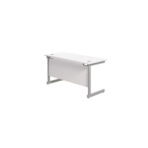 Jemini Single Rectangular Desk 1400x600x730mm White/Silver KF800559