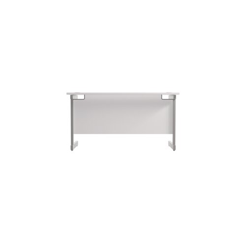 Jemini Single Rectangular Desk 1400x600x730mm White/Silver KF800559 - KF800559