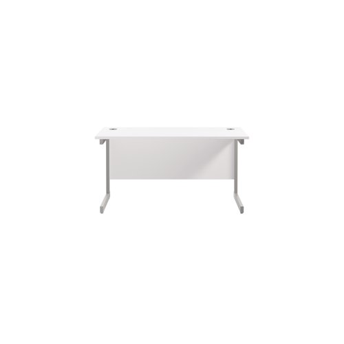 Jemini Single Rectangular Desk 1400x600x730mm White/Silver KF800559