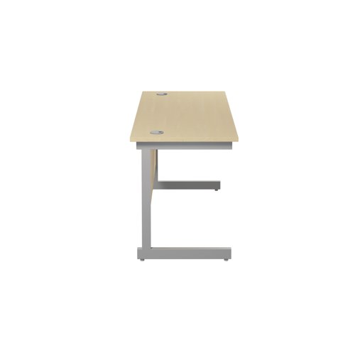Jemini Single Rectangular Desk 1400x600x730mm Maple/Silver KF800565