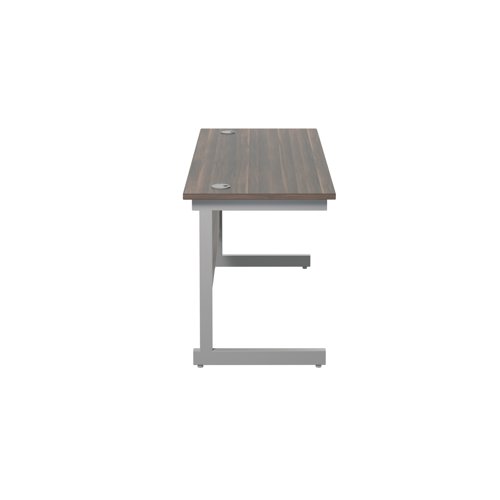 Jemini Single Rectangular Desk 1400x600x730mm Dark Walnut/Silver KF800571