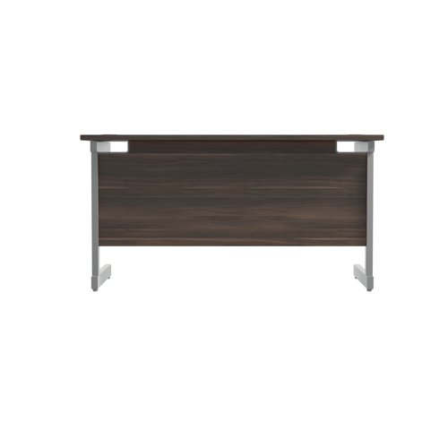 Jemini Single Rectangular Desk 1400x600x730mm Dark Walnut/Silver KF800571 - KF800571
